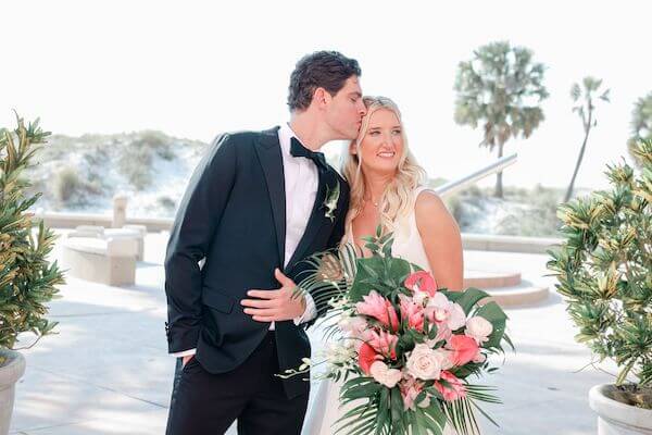 Bride and groom after their Hyatt Regency Clearwater wedding ceremony