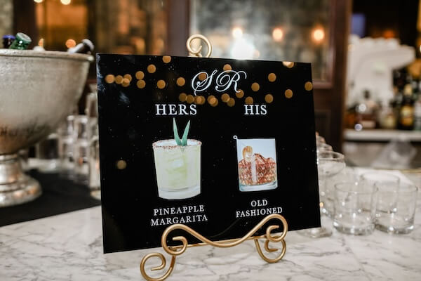 Specialty His and Hers cocktails for a Tampa wedding