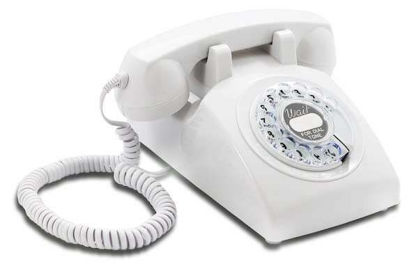 A rotary phone that records message as a wedding guest book