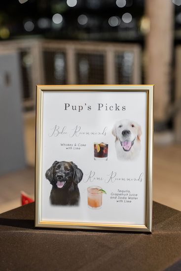 Signature cocktails picked by the bride and groom's pups!