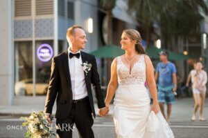 Bride and groom in downtown Tampa