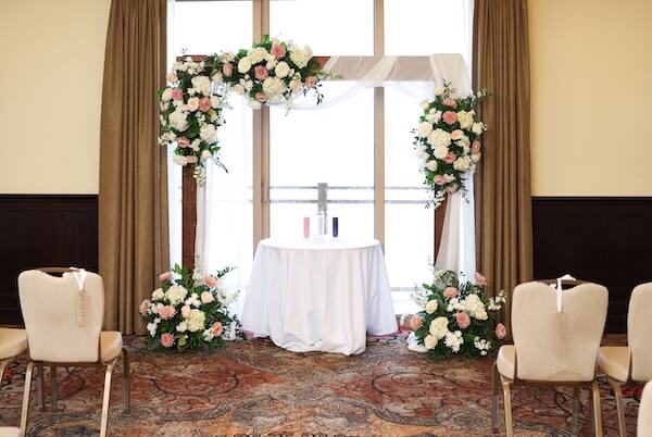 Wedding ceremony decor at the Sandpearl Resort