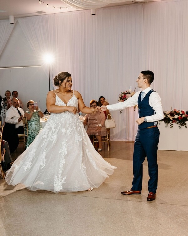 Bride and groom's first dance at their Tampa Garden Club wedding reception