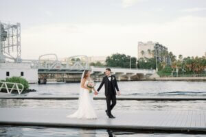 Bride and groom on the Tampa Waterfront