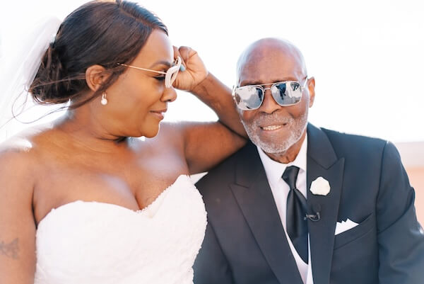 Bride and groom enjoying Clearwater Beach