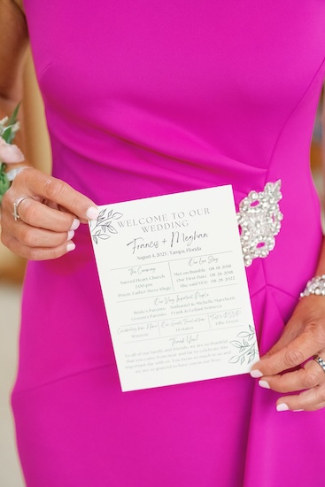 Woman holding a custom wedding program