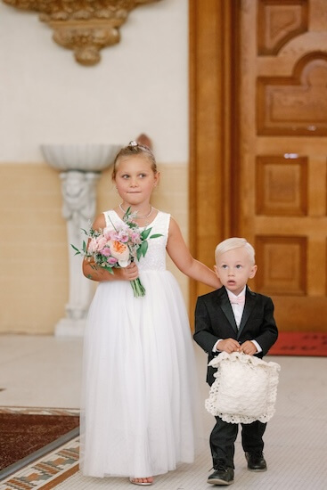 Ringbearer and flower girl at Sacred Heart Catholic Church in Tampa