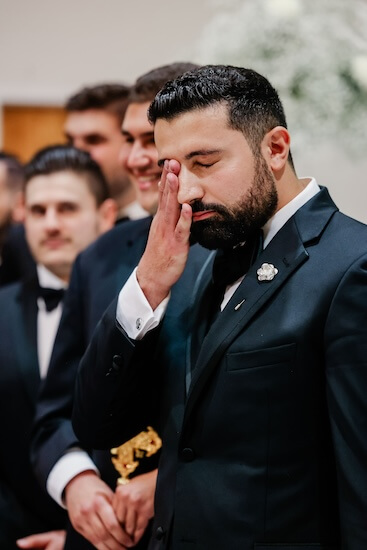 A Tampa groom is overwhelmed as he sees his bride for the first time