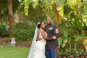 Bride and groom at Tampa Garden Club