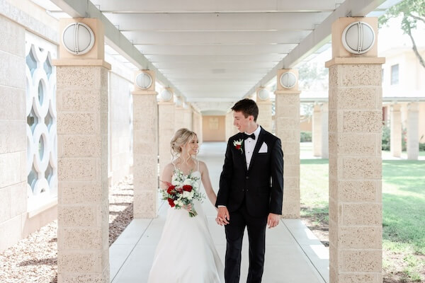 Bride and groom at the Tampa Garden Club