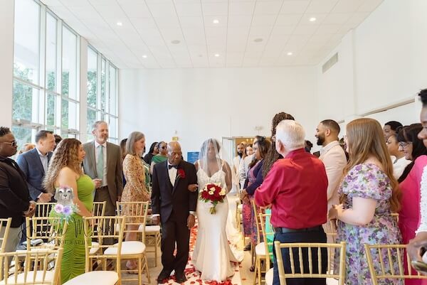 Bride walking down the aisle with her father