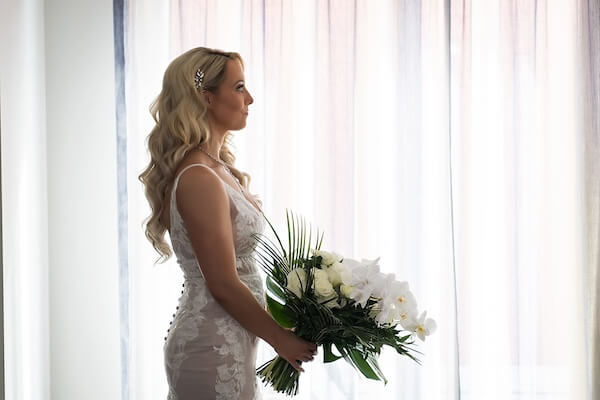 Beautiful bride before her first look at the Hyatt Regency Clearwater Beach.