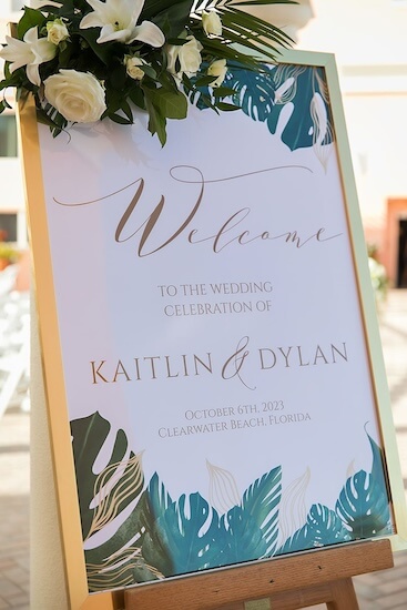 A welcome sign designed by Special Moments Event Planning.