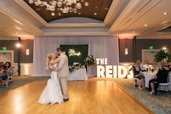 A bride and groom's first dance.