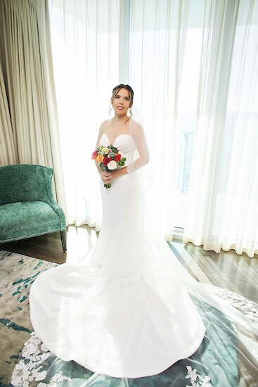 Bride in her suite at the Opal Sands.