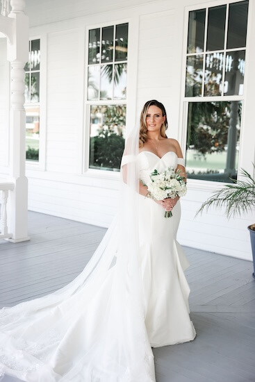 Bride on the verandah at the Belleview Inn