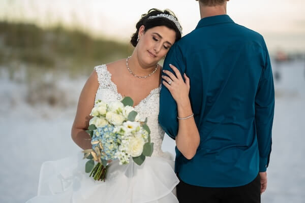 Bride and groom on Clearwater Beach