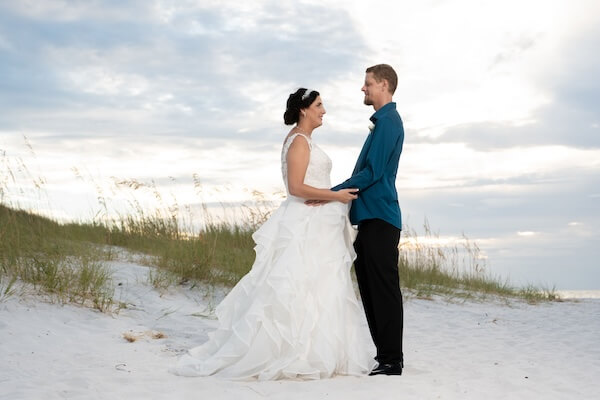 Bride and groom on Clearwater Beach