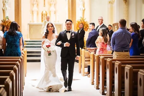 Bride and groom, after their St Petersburg, Florida wedding ceremony.