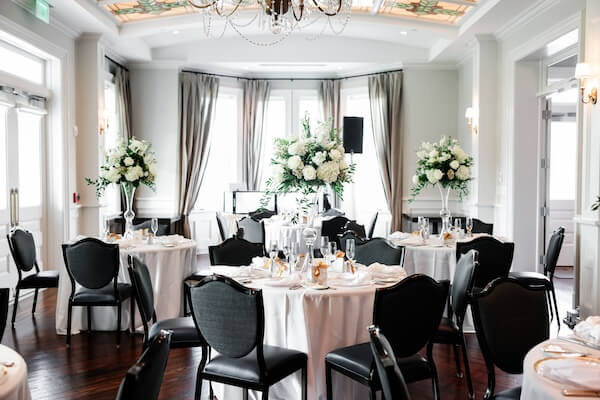 Intimate wedding reception in the Tiffany Room at the Belleview Inn.