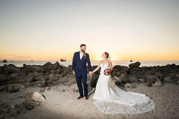 Sunset wedding photos on Clearwater Beach.