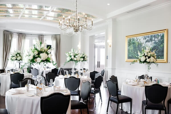 Intimate wedding reception in the Tiffany Room at the Belleview Inn.