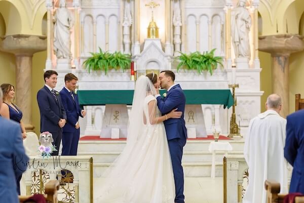 An afternoon wedding ceremony at Sacred Heart Catholic church in Tampa.