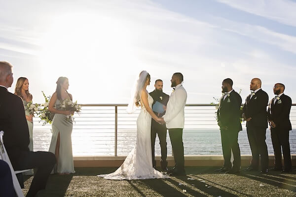 An outdoor wedding ceremony at the Opal Sands Resort.