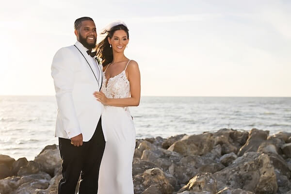 Sunset wedding portraits on Clearwater Beach.