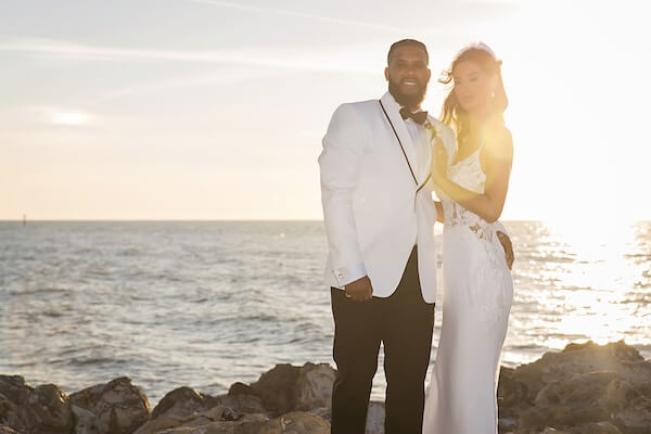 Sunset wedding portraits on Clearwater Beach.
