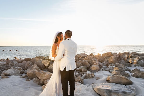Sunset wedding portraits on Clearwater Beach.