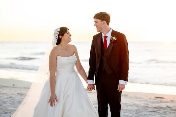 Sunset wedding portraits on Clearwater Beach.