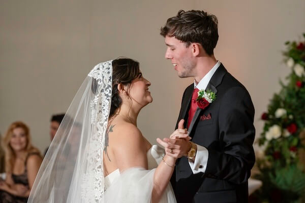 A bride and groom's first dance.