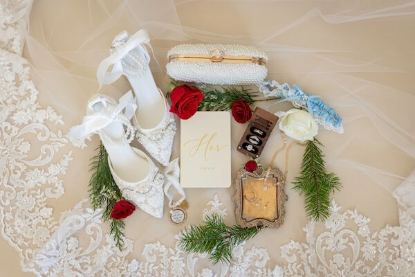 A birdes personal items for her Clearwater wedding.