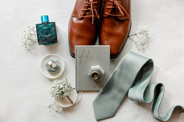 A groom's wedding accessories.