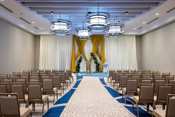 The wedding ceremony was set up inside the Wyndham Grand Clearwater Beach.