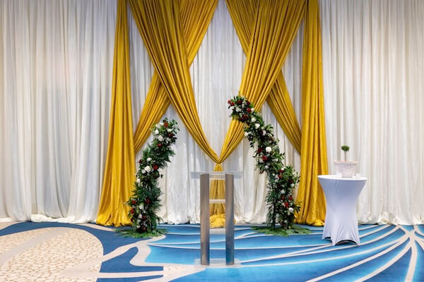 Beautiful draping and ceremony setup for a Clearwater wedding ceremony.