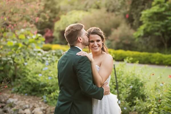 Wedding portraits at Sunken Gardens in St. Petersburg, Florida.