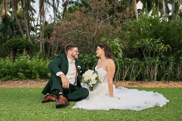 Wedding portraits at Sunken Gardens in St. Petersburg, Florida.