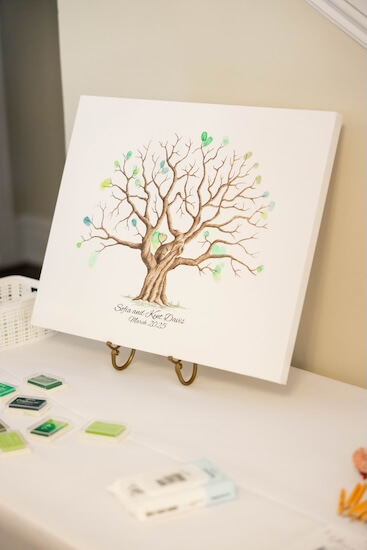 A thumbprint tree wedding guest book.