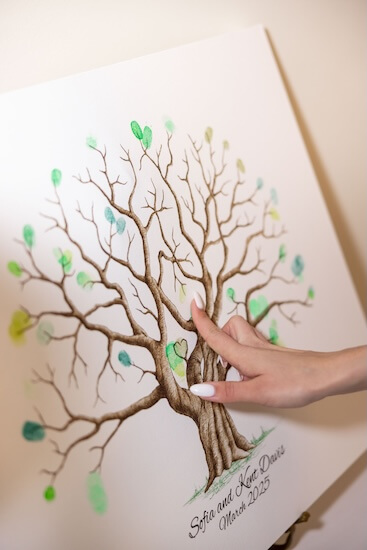A thumbprint tree wedding guest book.