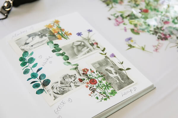 Polaroid photos created a wedding guest book.