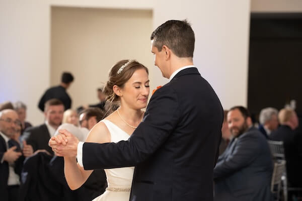 The bride and groom's first dance at their St. Pete wedding reception.