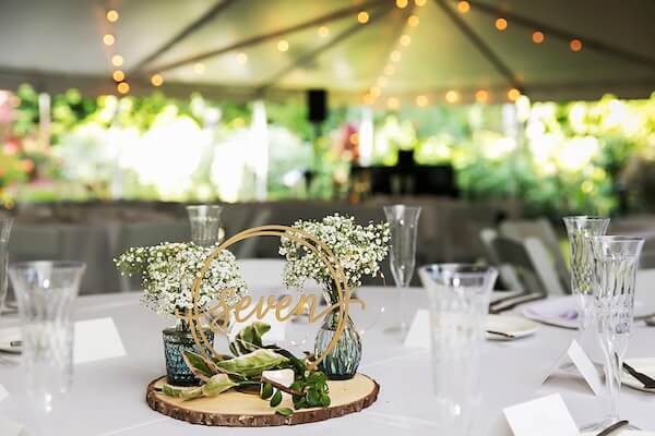 Centerpieces for an outdoor, garden wedding.