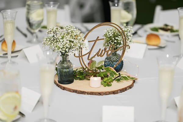 Centerpieces for an outdoor, garden wedding.