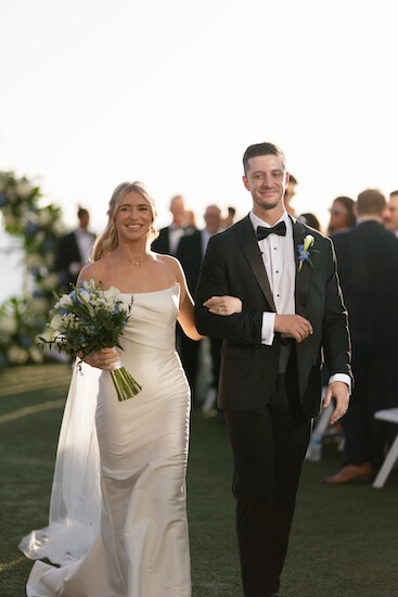 The wedding ceremony was held on the event lawn of the Opal Sands Resort.