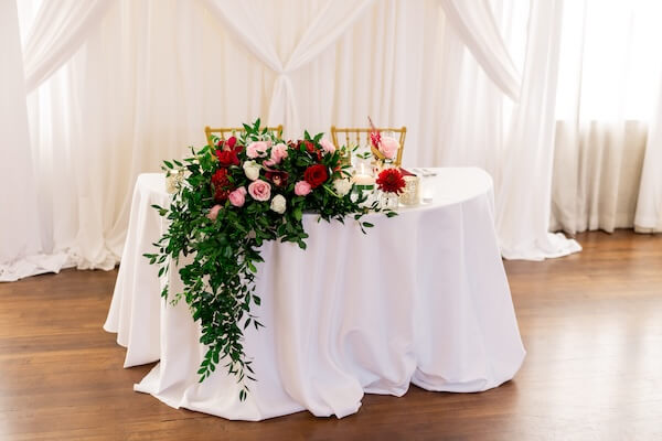 A sweetheart table at a Tampa Bay wedding reception at The Orlo.