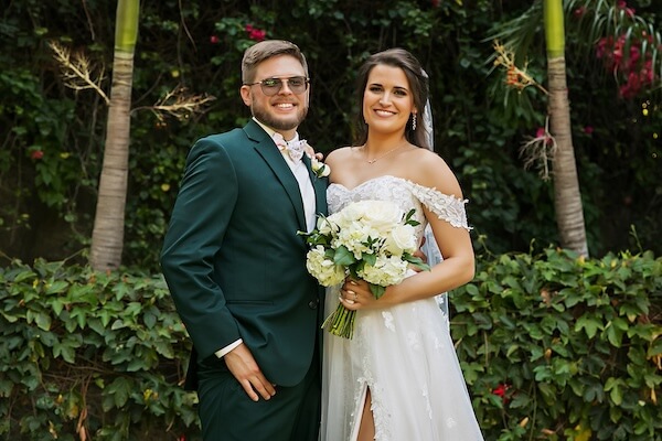 Newlyweds after their Sunken Gardens wedding in St. Petersburg, Florida.