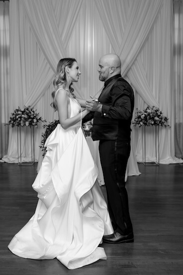 A bride and groom's first dance.