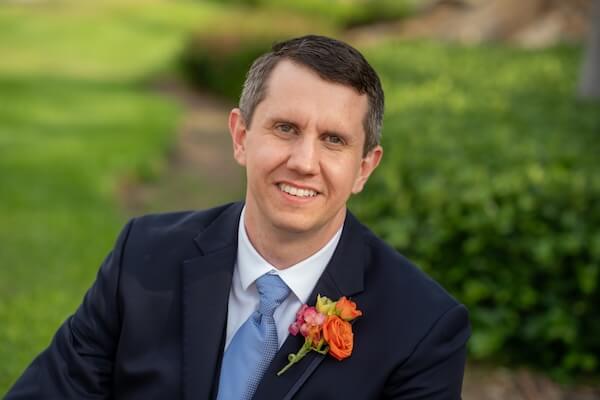 A groom just before his St. Pete wedding ceremony.